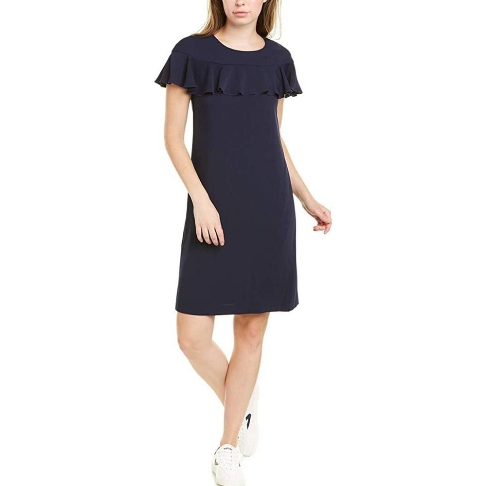 Trina Turk Charleston Shift Ruffle Blue Dress Size 2